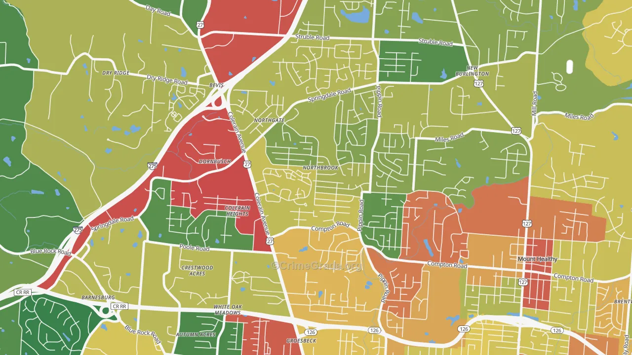 Northbrook, Cincinnati, OH Map of Theft Rates