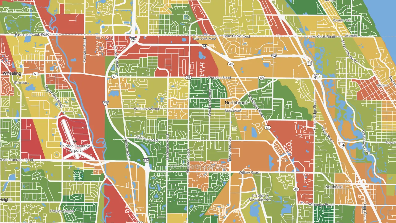 Northbrook, IL Map of Theft Rates