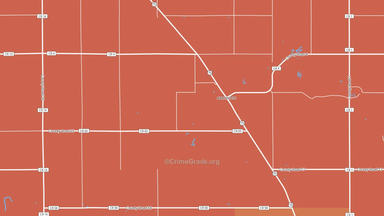 Northcote, MN Map of Theft Rates