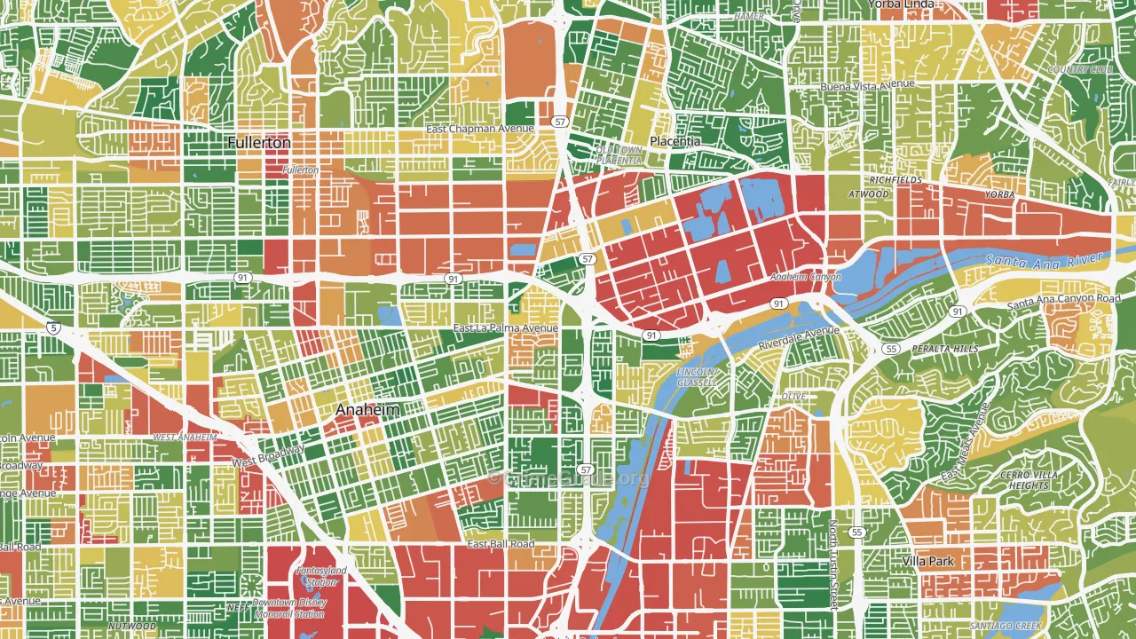 Northeast, Anaheim, CA Map of Theft Rates