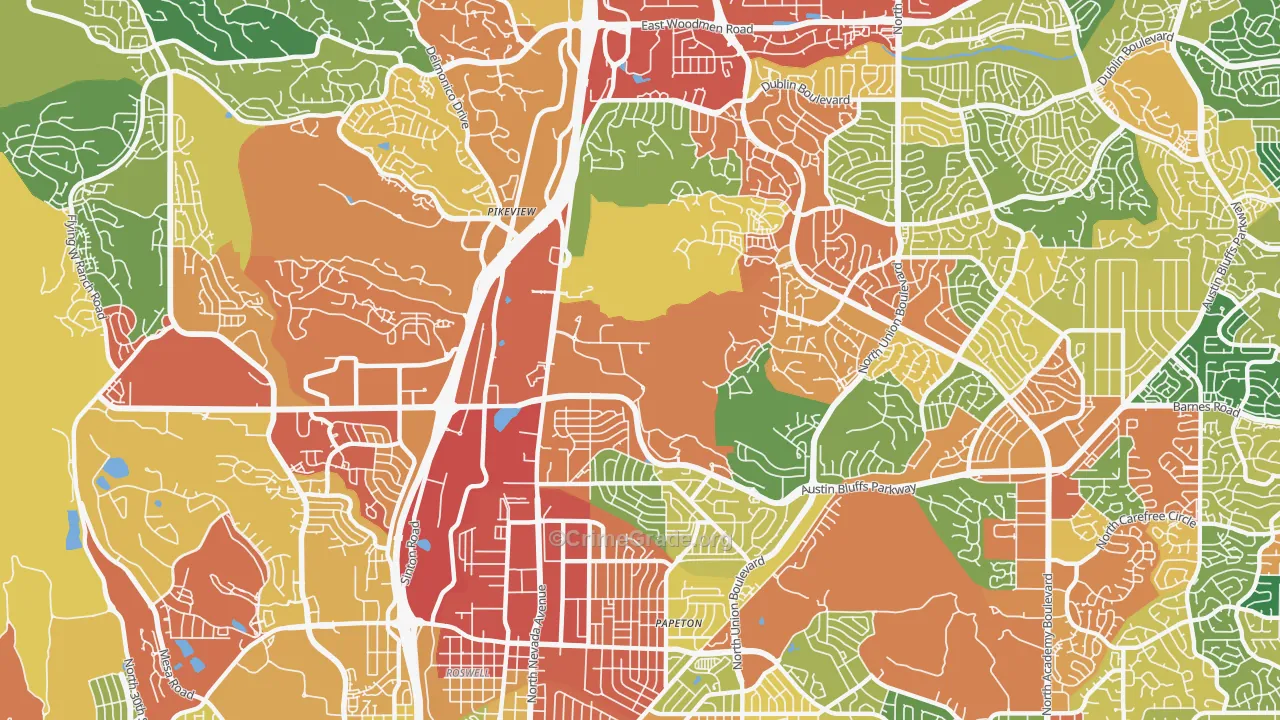 Northeast Colorado Springs, Colorado Springs, CO Map of Theft Rates