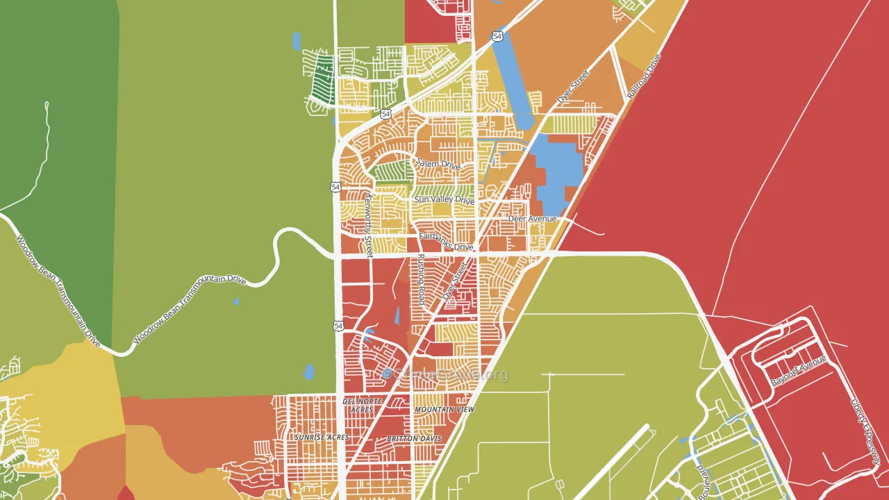 Northeast, El Paso, TX Map of Theft Rates
