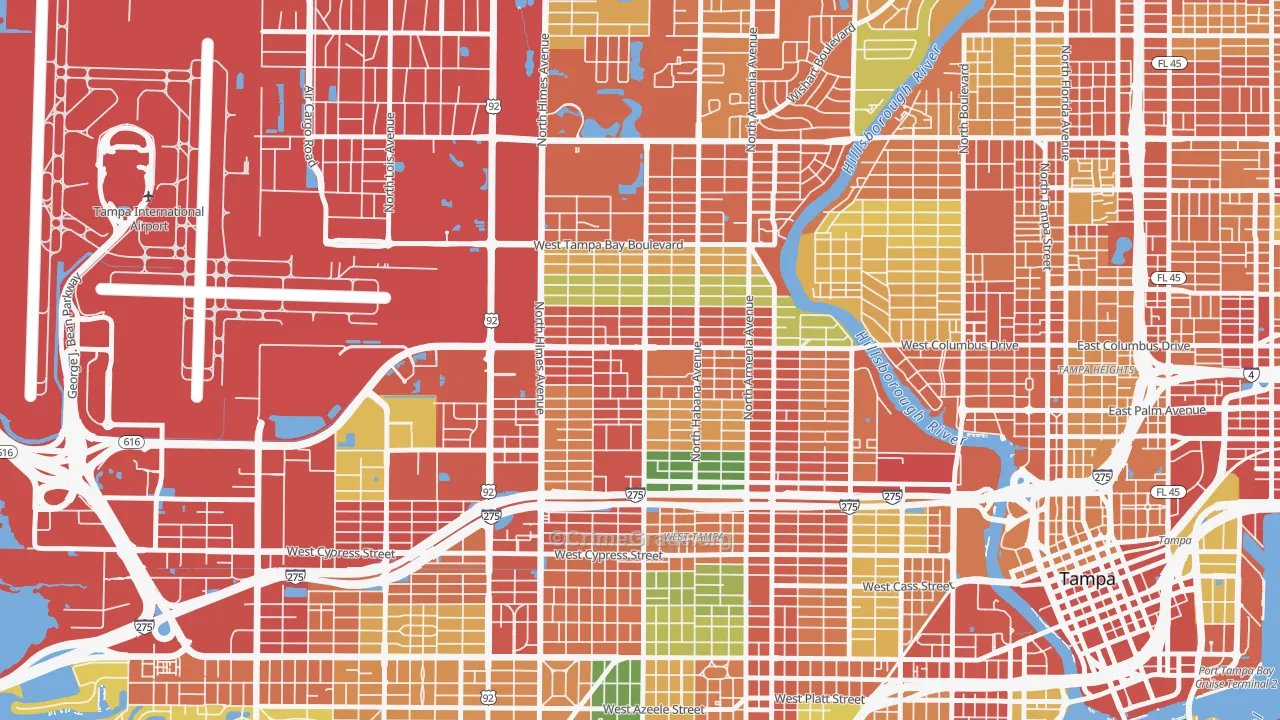 Northeast MacFarlane, Tampa, FL Map of Theft Rates