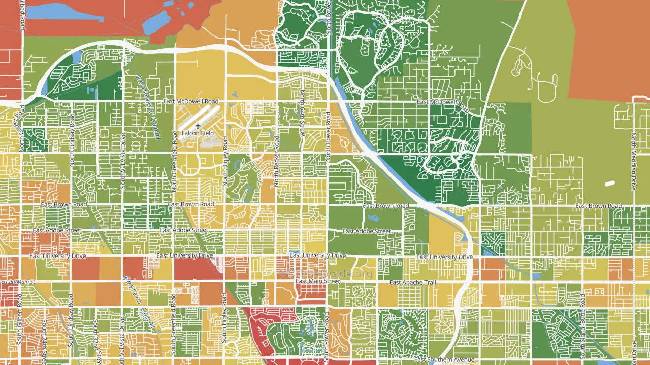 Northeast, Mesa, AZ Map of Theft Rates