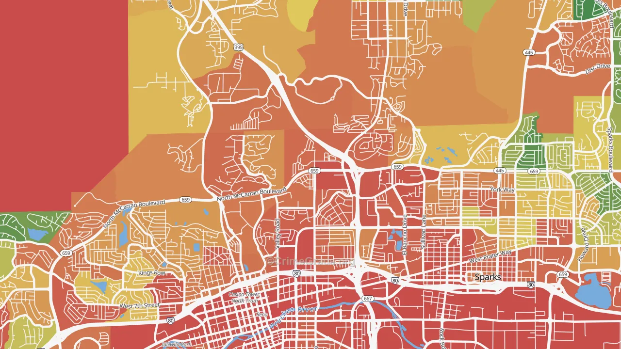Northeast, Reno, NV Map of Theft Rates