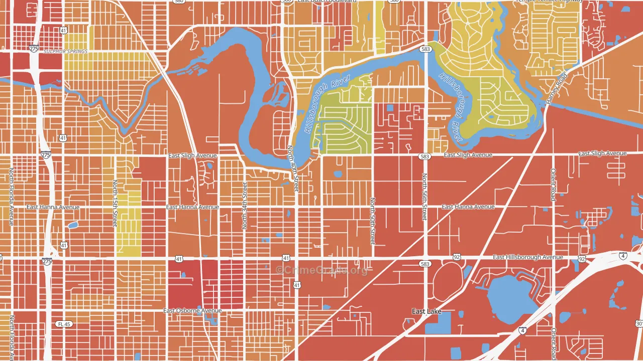 Northeast, Tampa, FL Map of Theft Rates