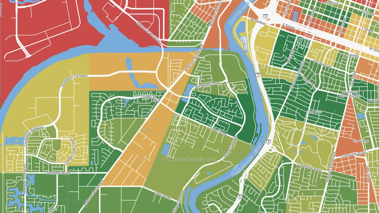 Northeast Village, West Sacramento, CA Map of Theft Rates