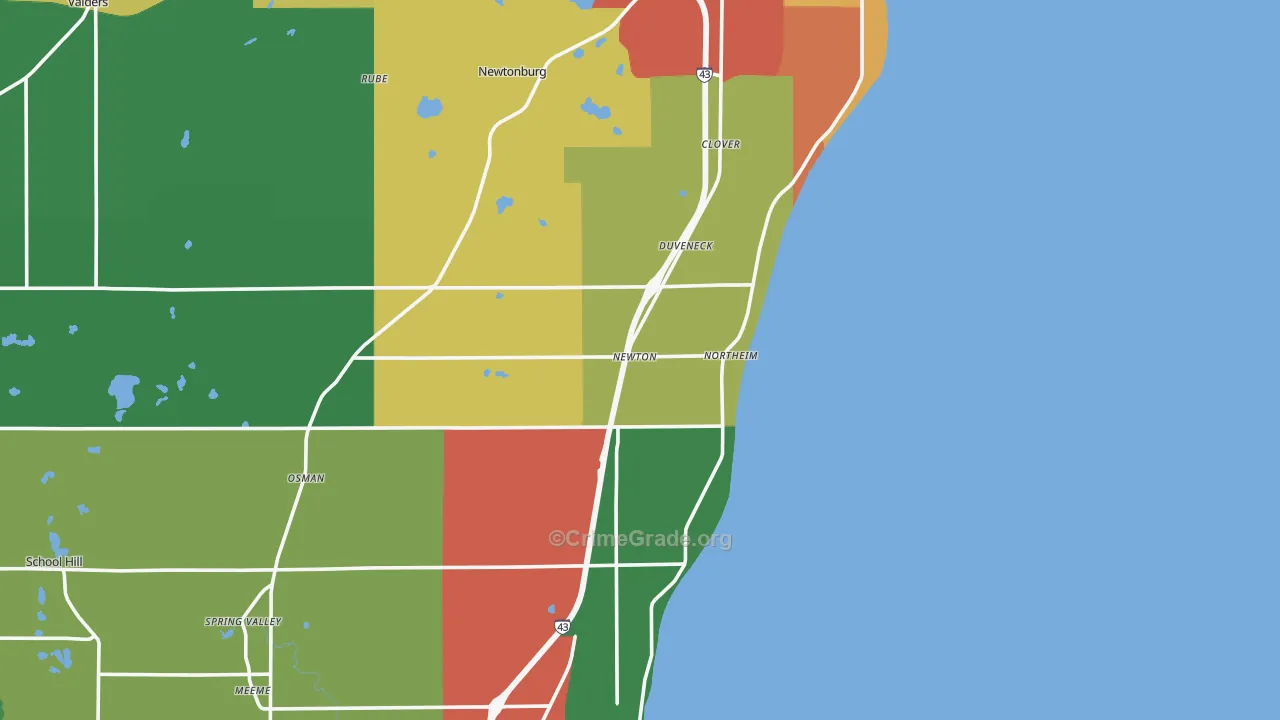 Northeim, WI Map of Theft Rates