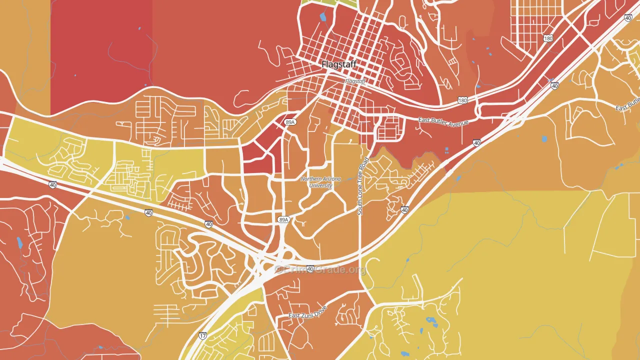 Northern Arizona University, Flagstaff, AZ Map of Theft Rates
