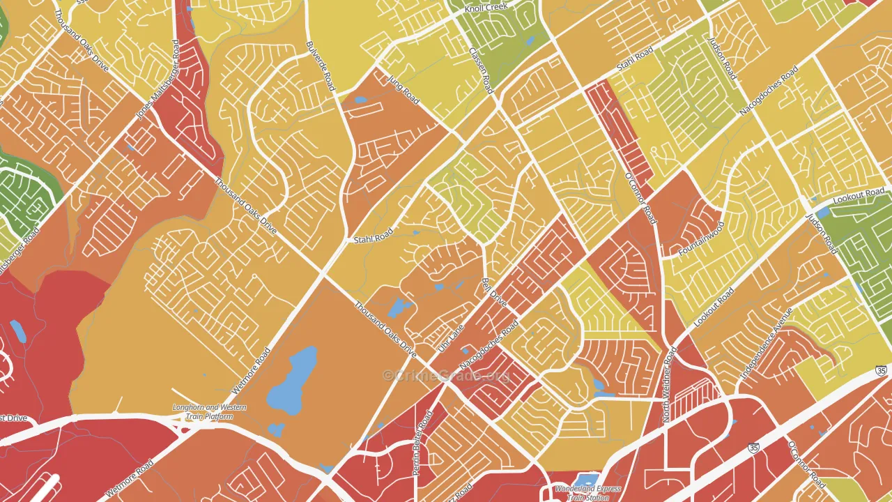 Northern Hills, San Antonio, TX Map of Theft Rates