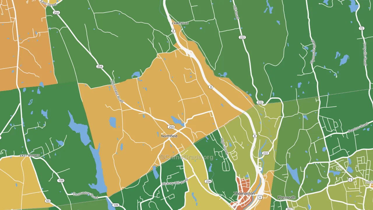 Northfield, CT Map of Theft Rates