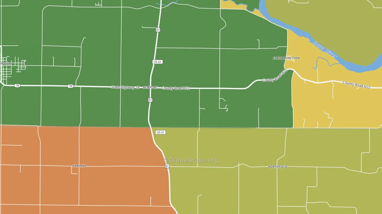 Northfield, IA Map of Theft Rates