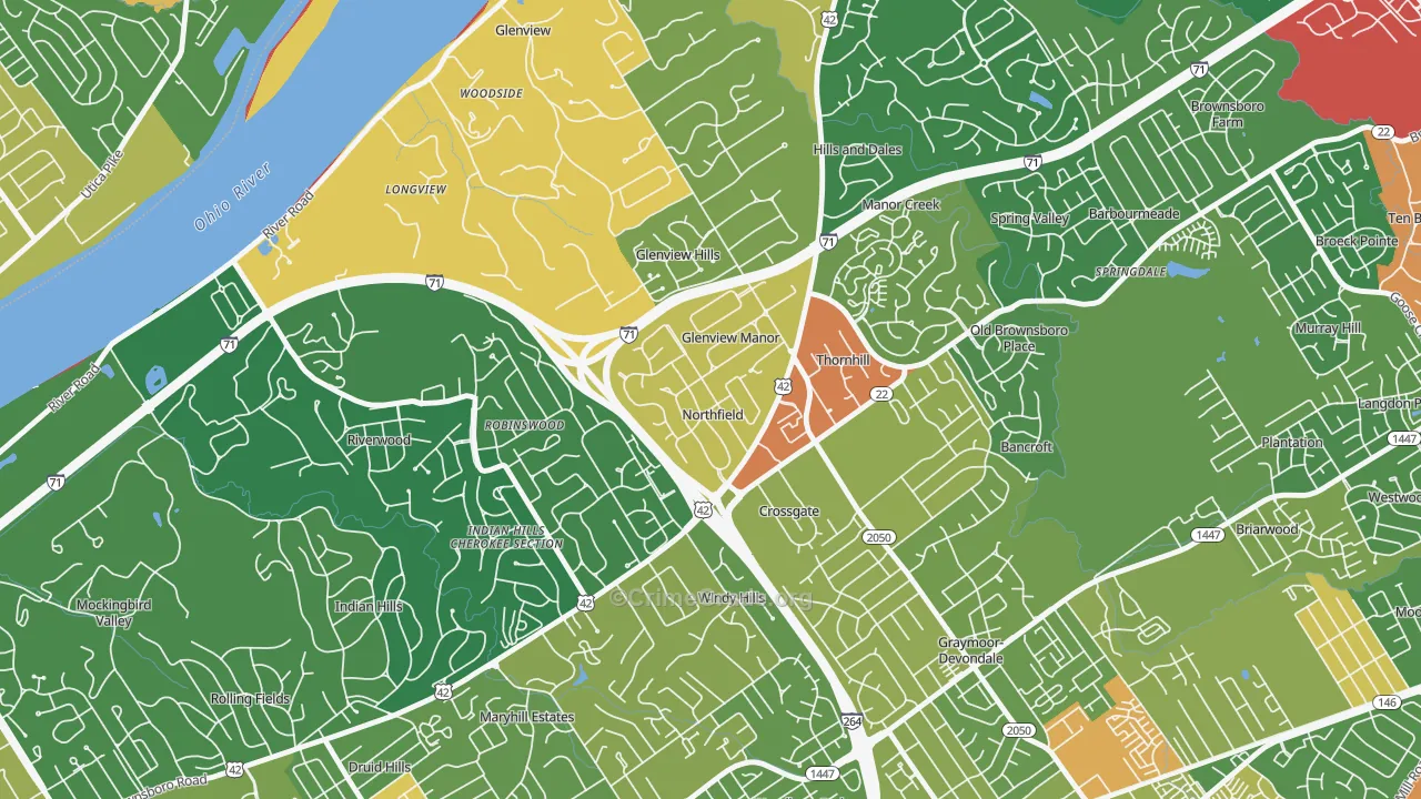 Northfield, KY Map of Theft Rates
