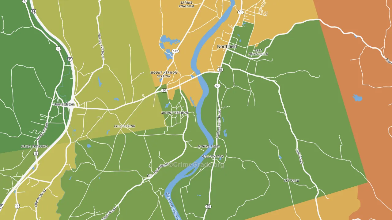 Northfield, MA Map of Theft Rates
