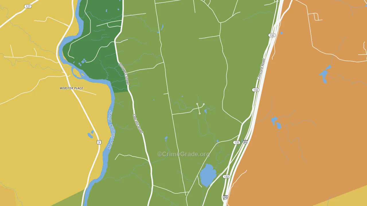 Northfield, NH Map of Theft Rates