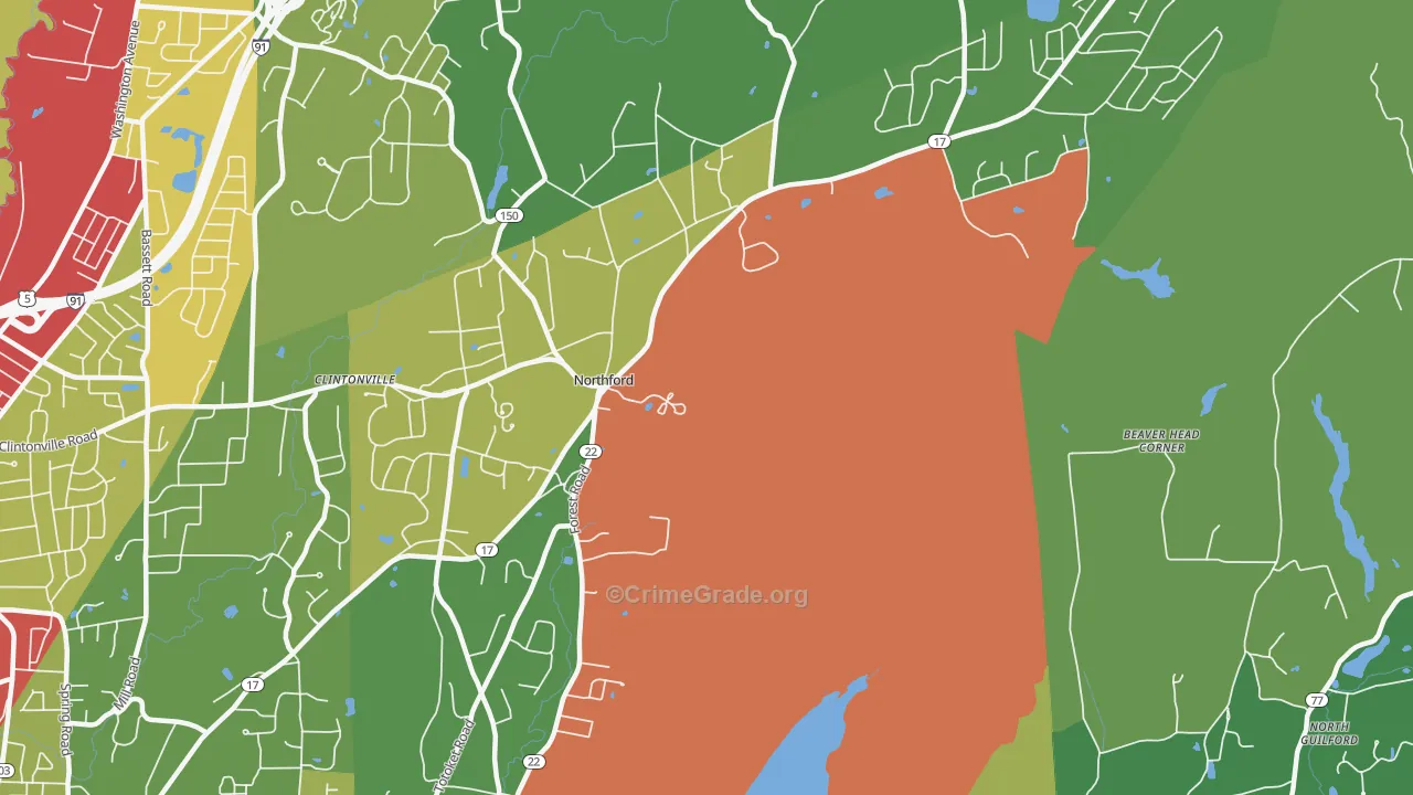 Northford, CT Map of Theft Rates