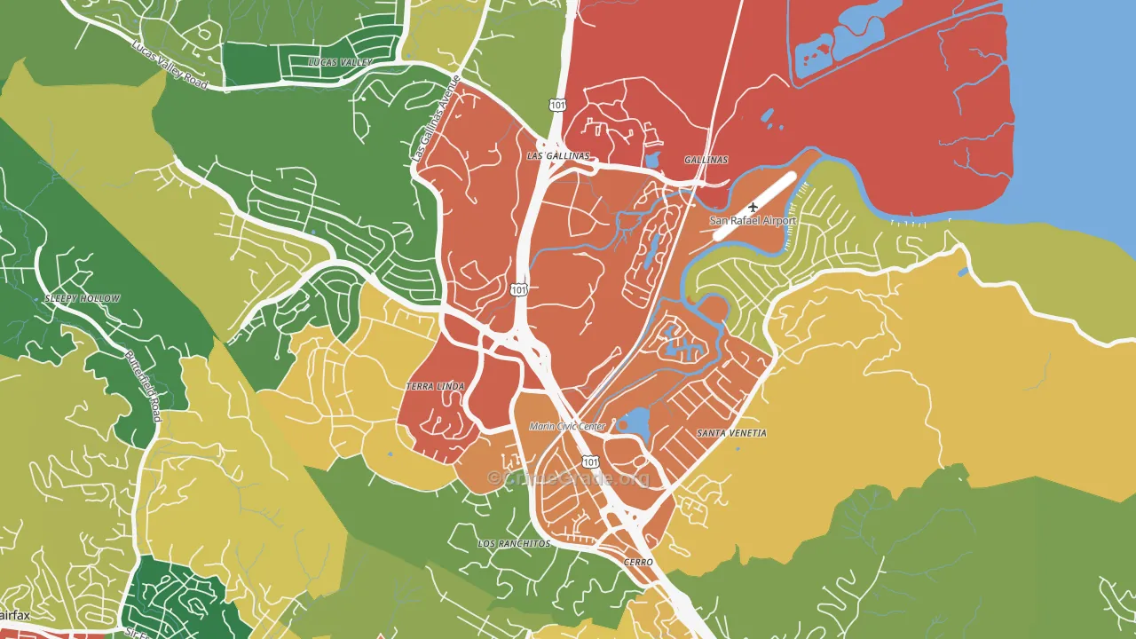 Northgate, San Rafael, CA Map of Theft Rates