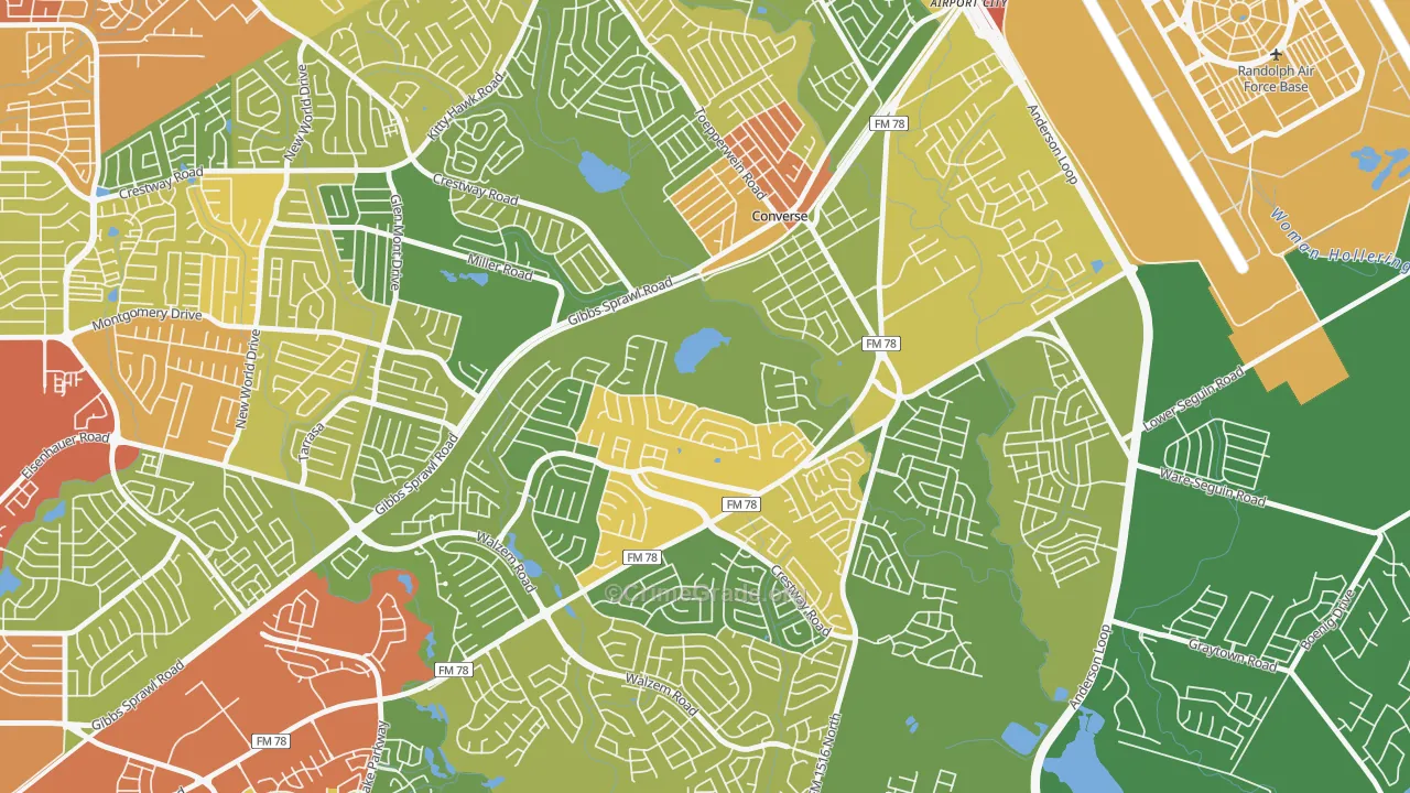 Northhampton, Converse, TX Map of Theft Rates