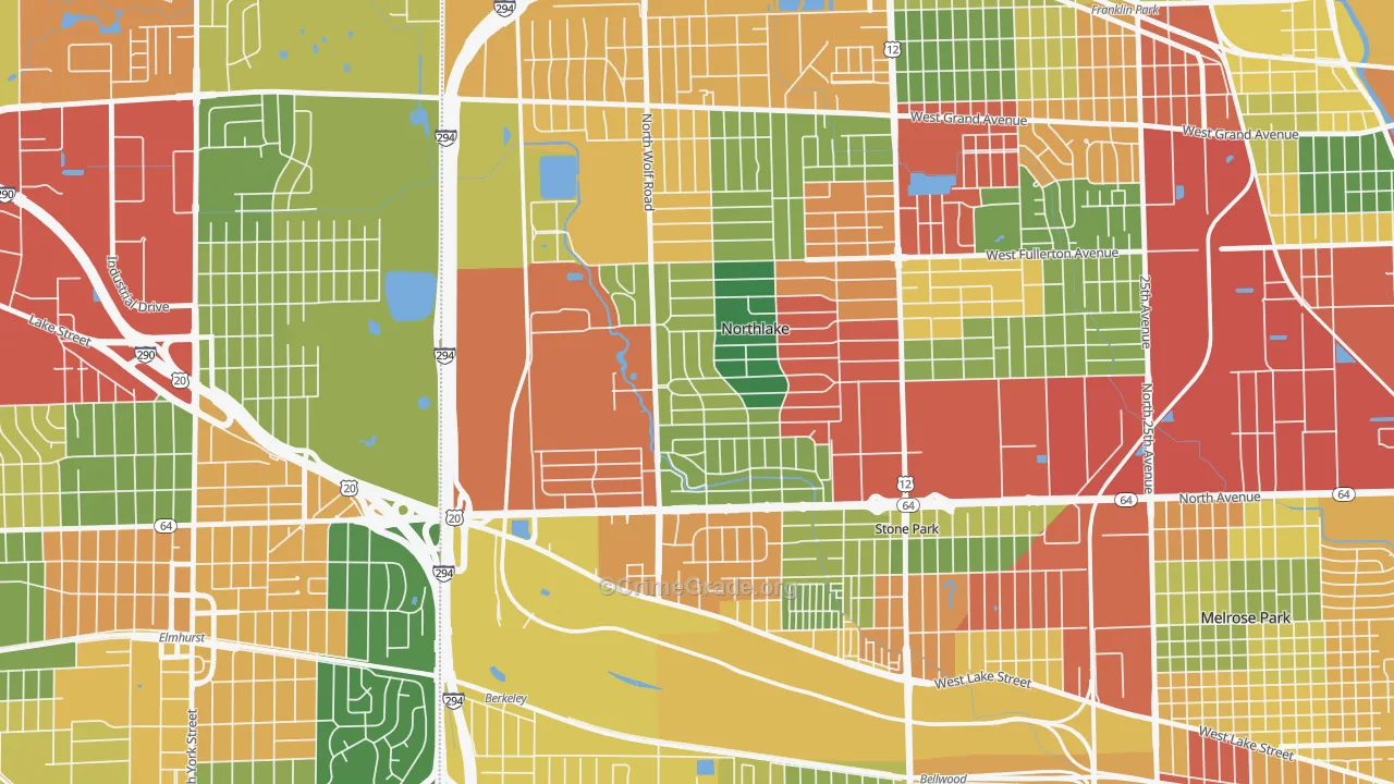 Northlake, IL Map of Theft Rates