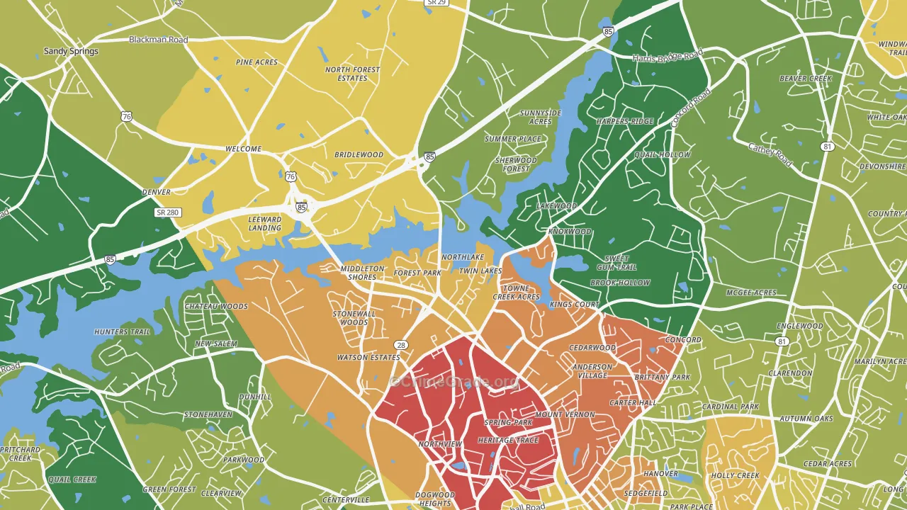 Northlake, SC Map of Theft Rates