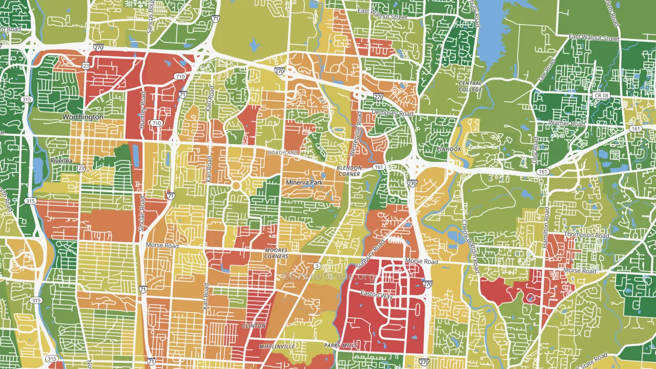 Northland, Columbus, OH Map of Theft Rates