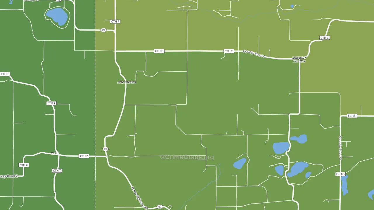 Northland, WI Map of Theft Rates