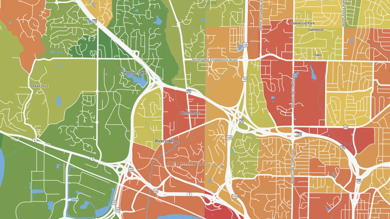 Northmoor, MO Map of Theft Rates