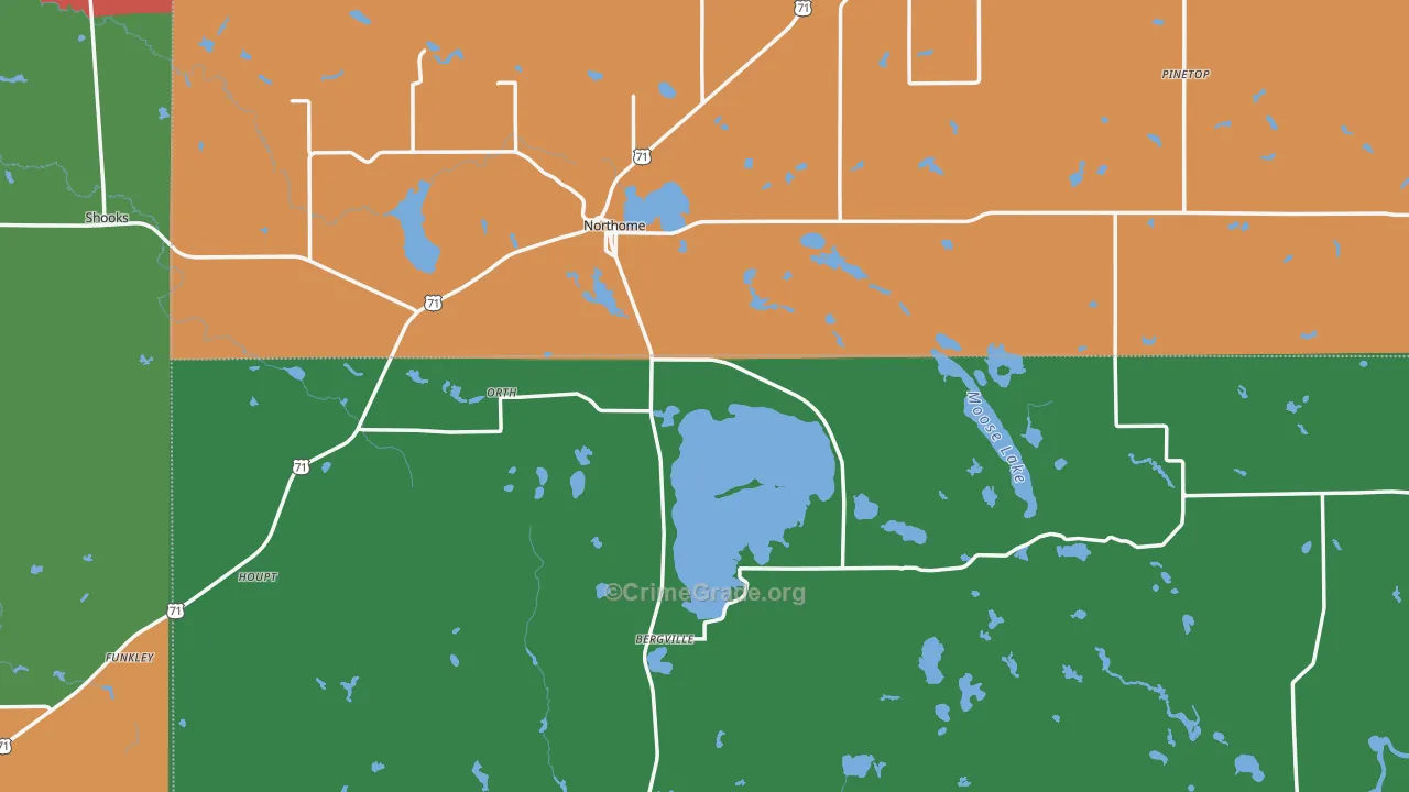 Northome, MN Map of Theft Rates