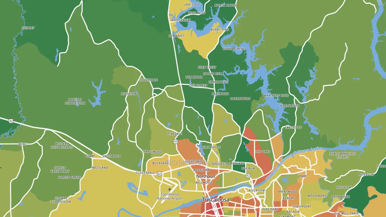 Northport, AL Map of Theft Rates