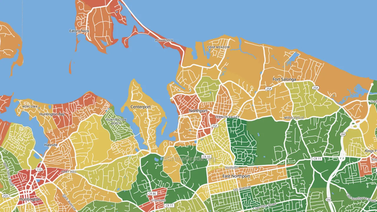 Northport, NY Map of Theft Rates