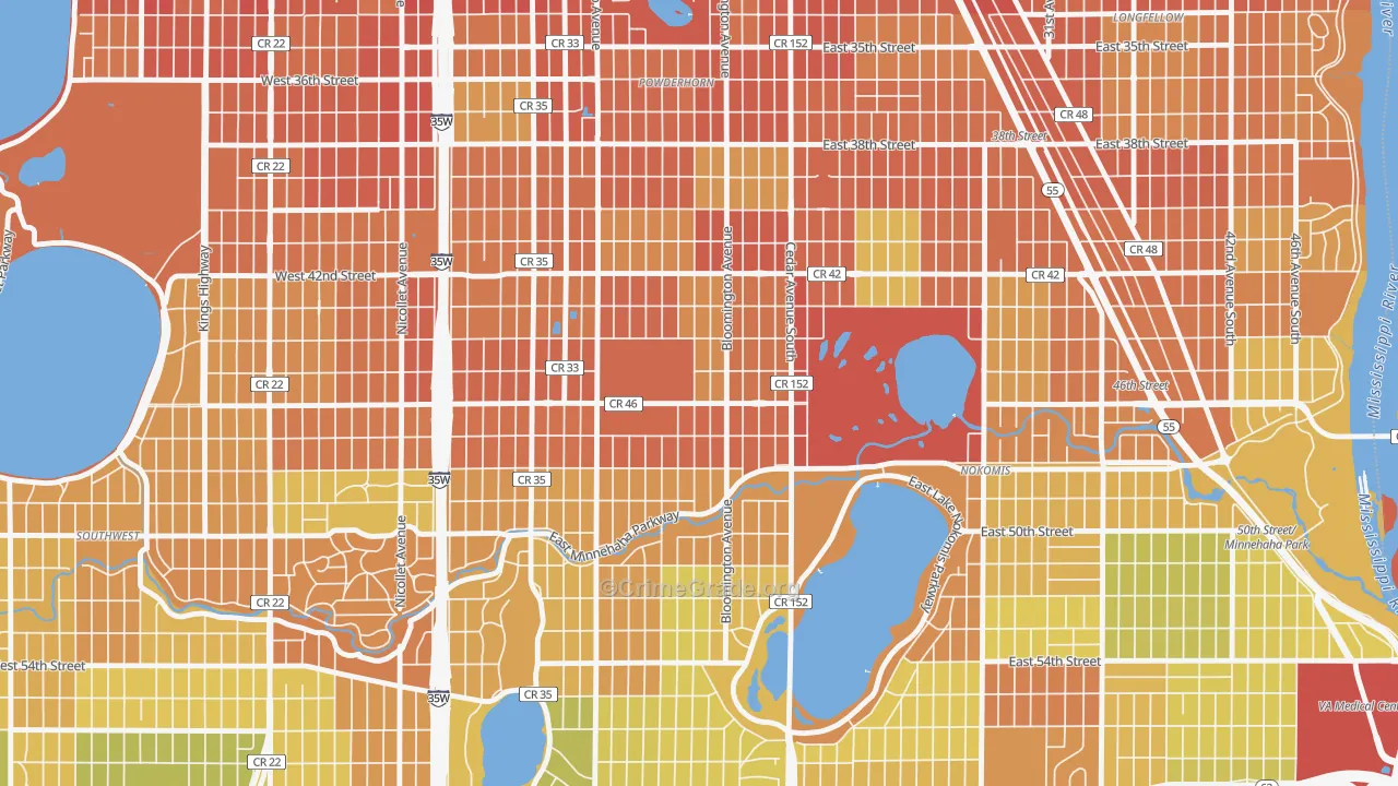 Northrup, Minneapolis, MN Map of Theft Rates