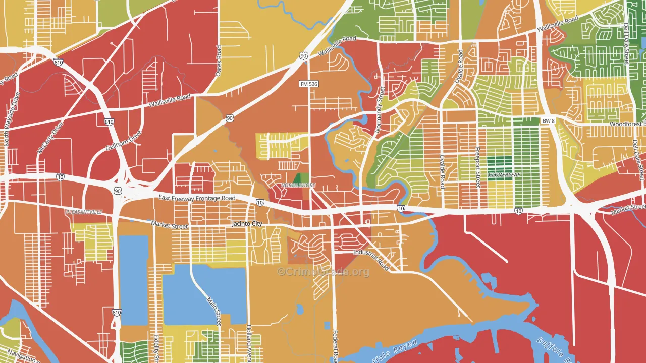 Northshore, Houston, TX Map of Theft Rates