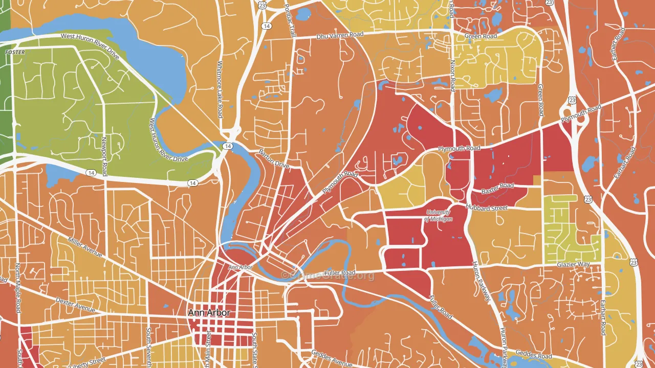 Northside Ann Arbor, Ann Arbor, MI Map of Theft Rates