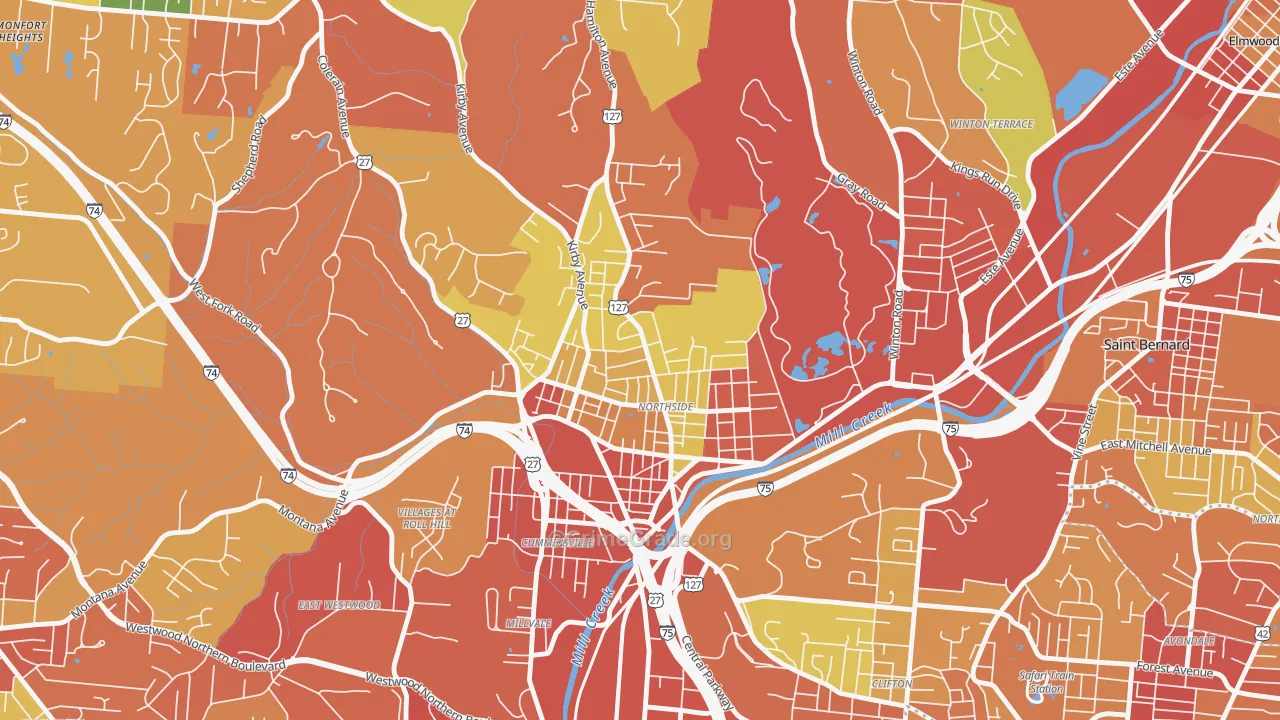 Northside, Cincinnati, OH Map of Theft Rates