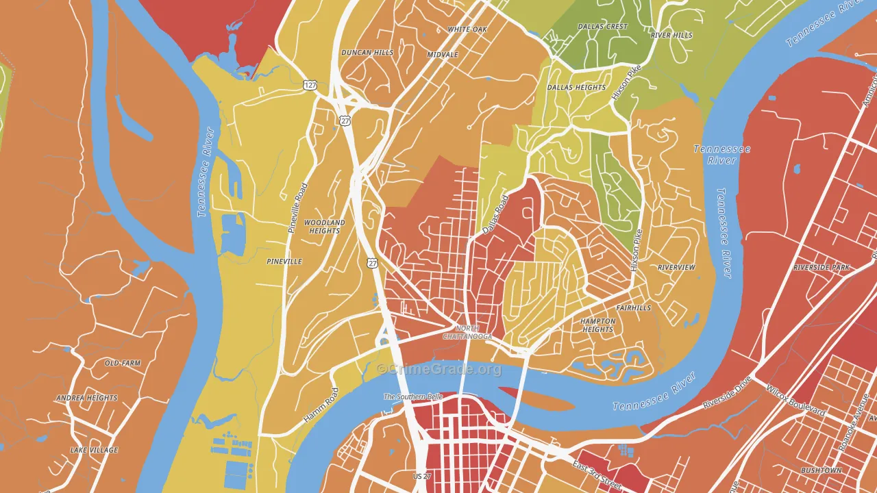 Northside Community, Chattanooga, TN Map of Theft Rates