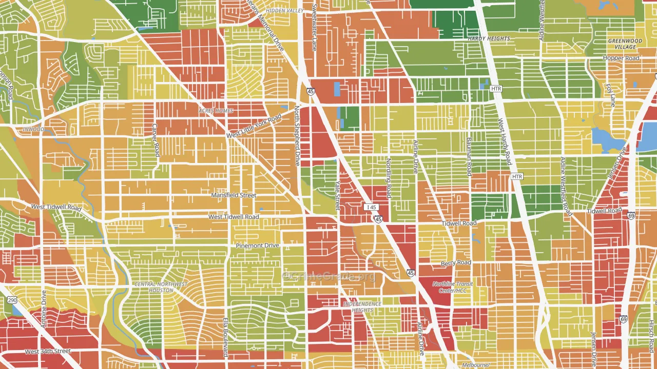 Northside Northline, Houston, TX Map of Theft Rates