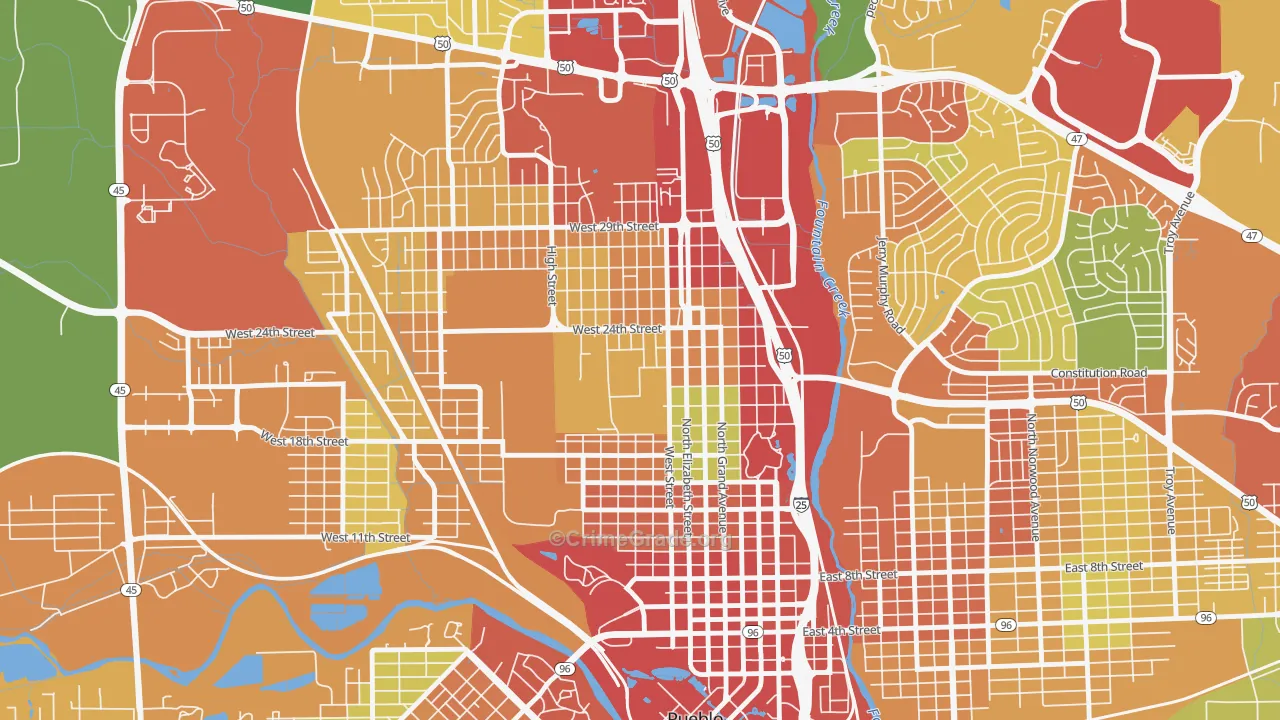 Northside, Pueblo, CO Map of Theft Rates