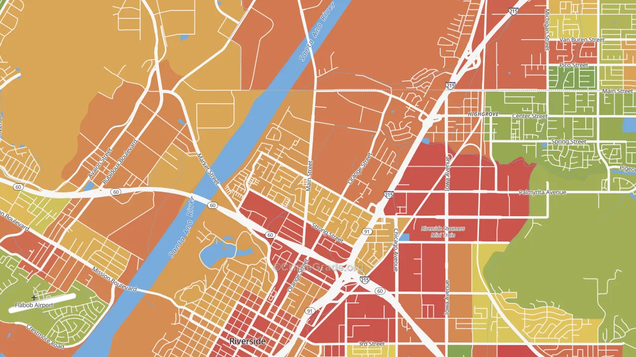 Northside, Riverside, CA Map of Theft Rates