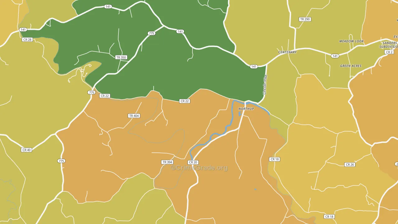 Northup, OH Map of Theft Rates