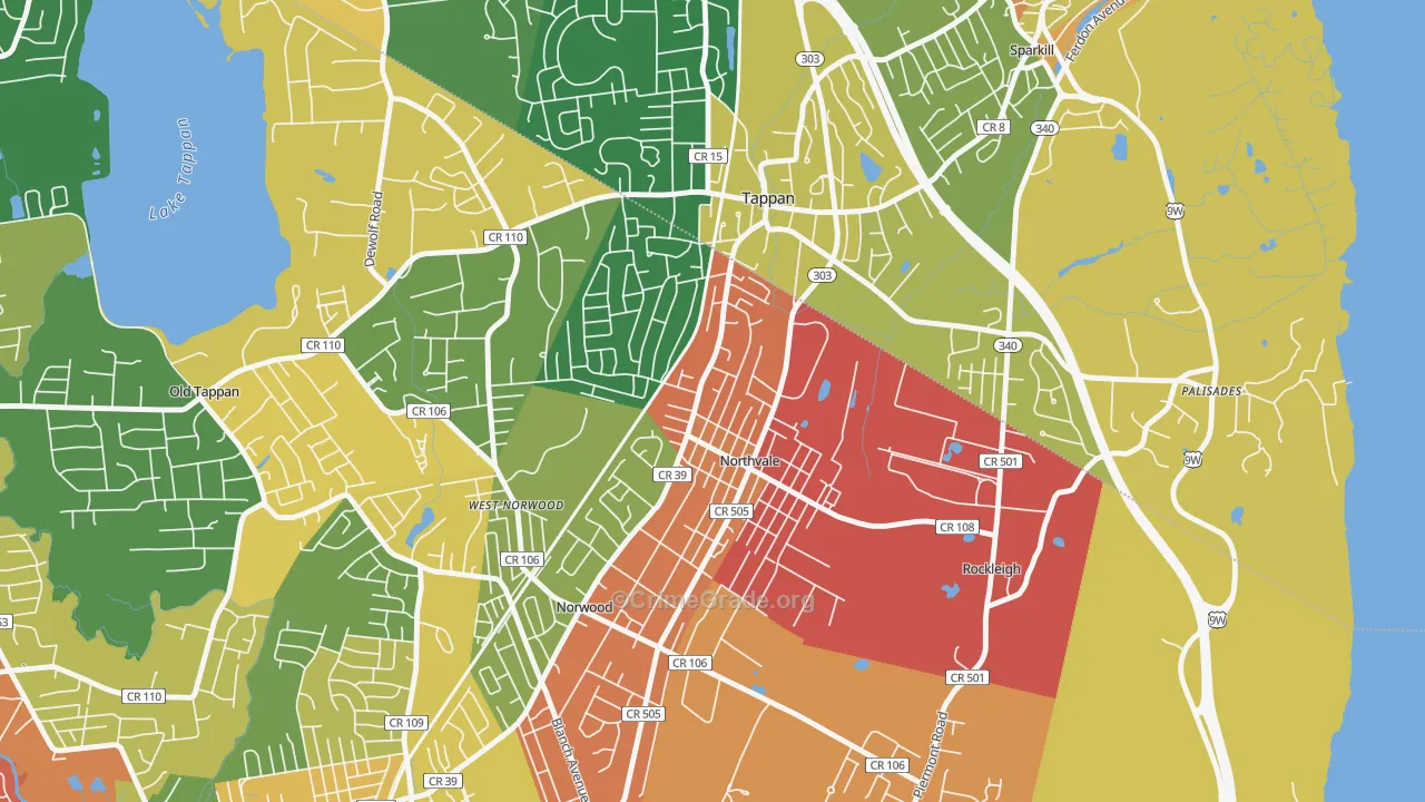 Northvale, NJ Map of Theft Rates