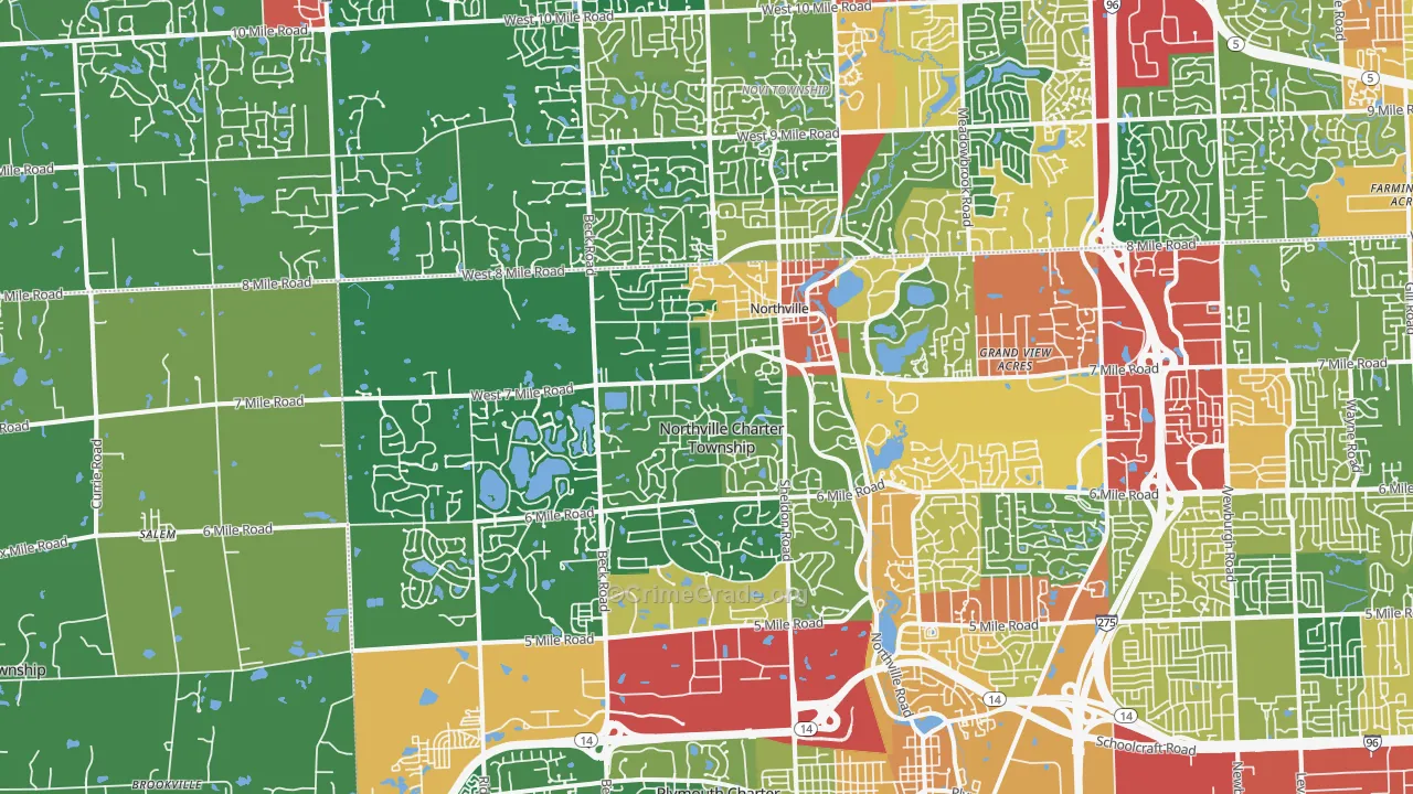 Northville, MI Map of Theft Rates