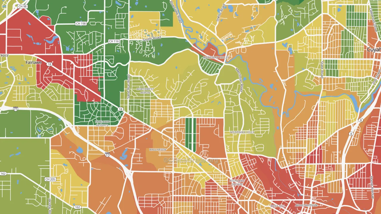 Northwest Akron, Akron, OH Map of Theft Rates