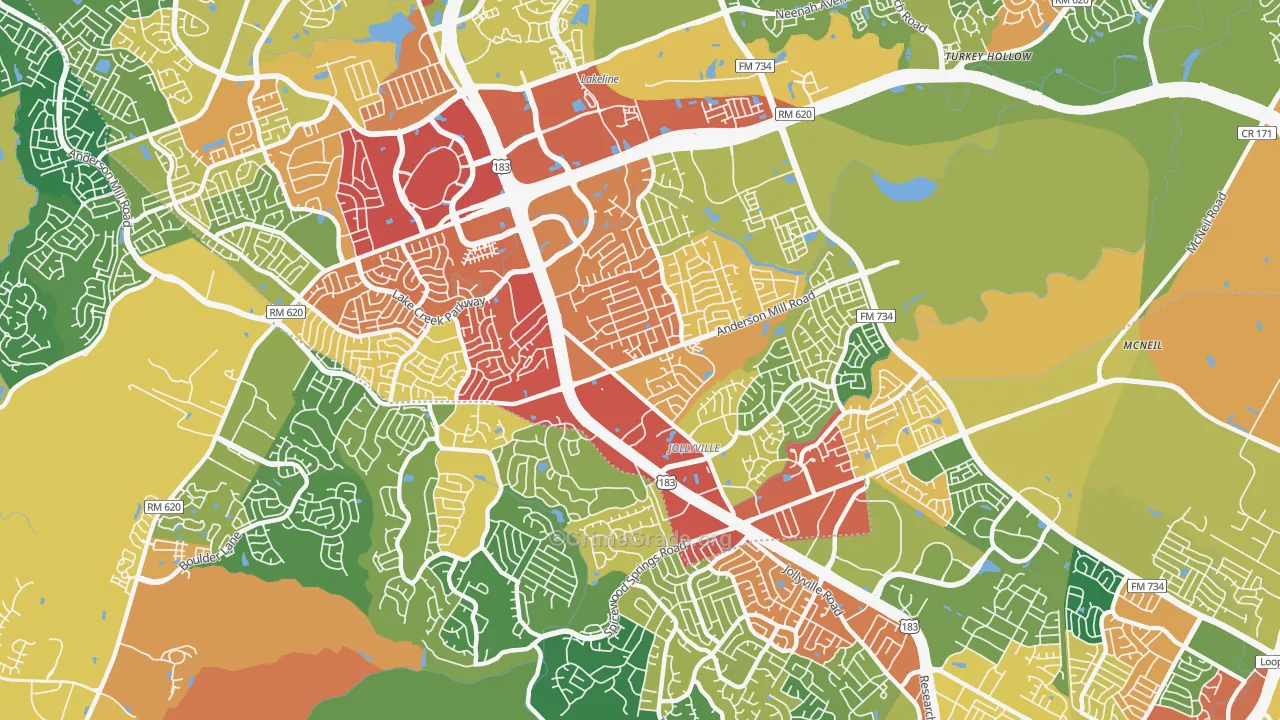 Northwest Austin, Austin, TX Map of Theft Rates