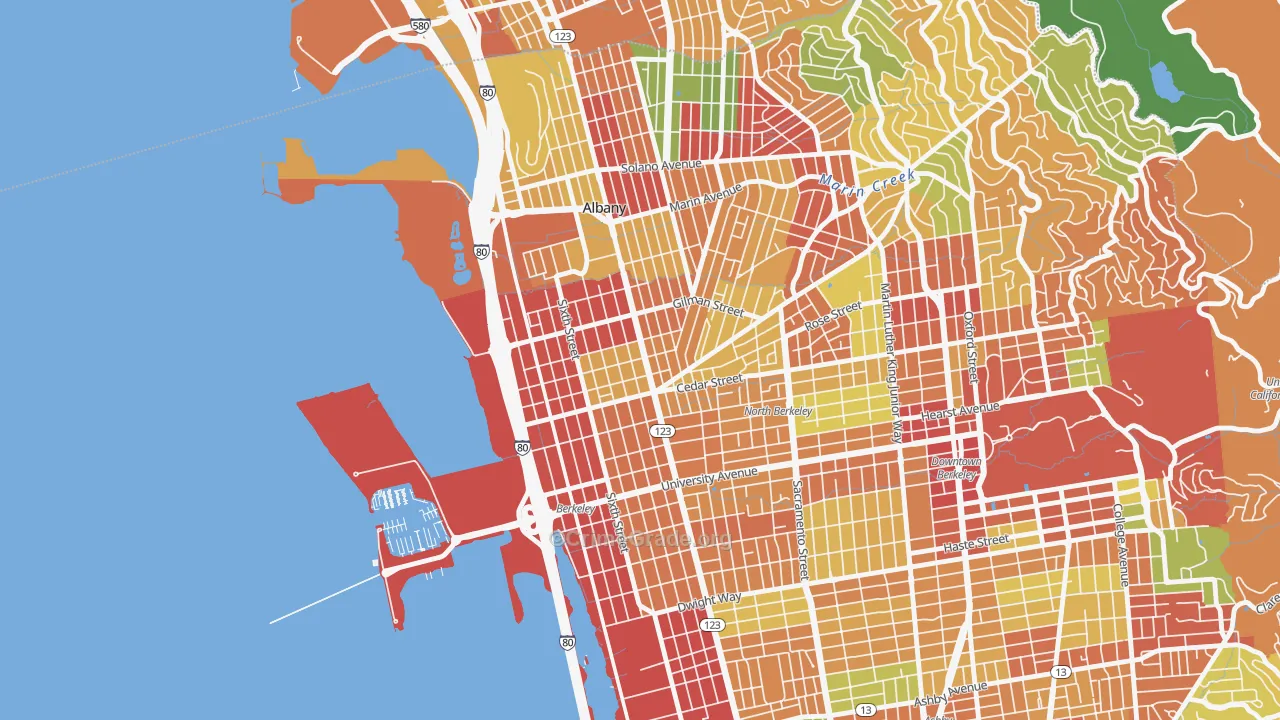 Northwest Berkeley, Berkeley, CA Map of Theft Rates
