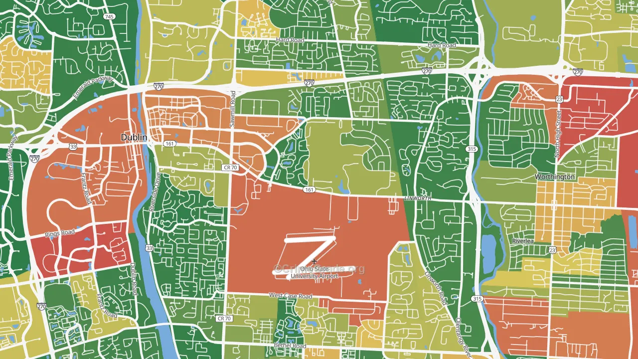 Northwest, Columbus, OH Map of Theft Rates