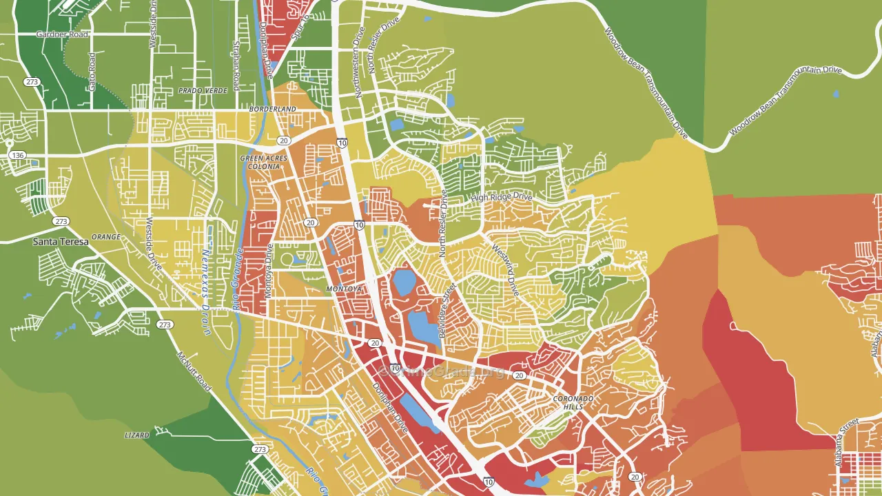 Northwest, El Paso, TX Map of Theft Rates