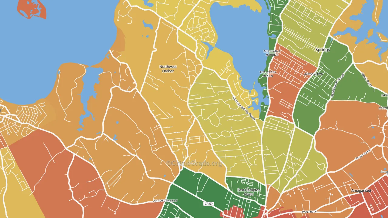 Northwest Harbor, NY Map of Theft Rates