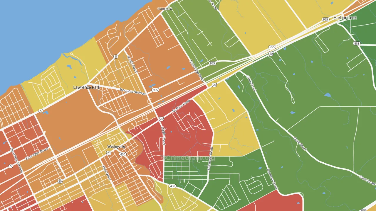 Northwest Harborcreek, PA Map of Theft Rates