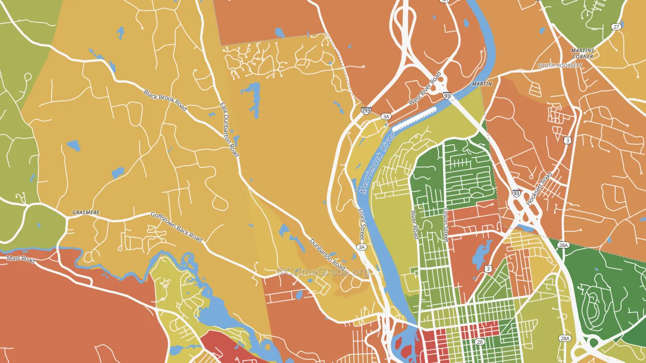 Northwest, Manchester, NH Map of Theft Rates