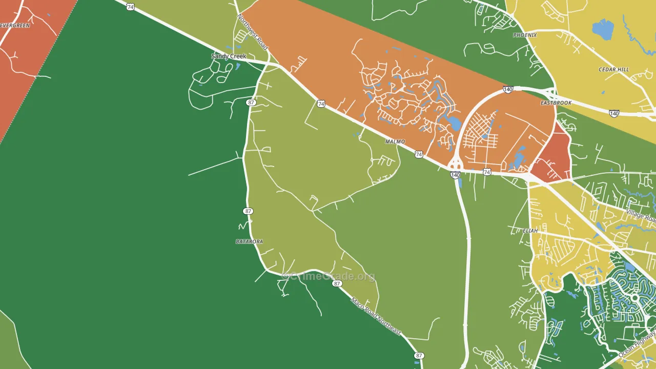 Northwest, NC Map of Theft Rates